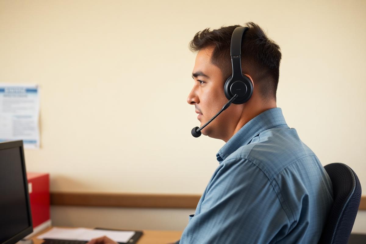 Disponent mit Headset in der Spedition – KI Logistik Spedition