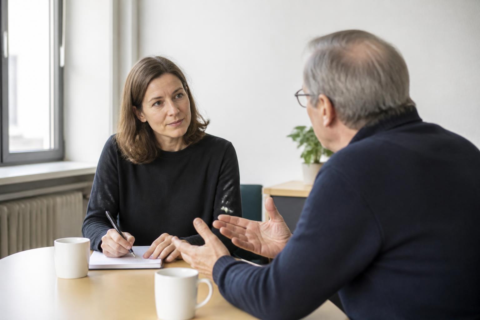 Persönliches Beratungsgespräch am Besprechungstisch